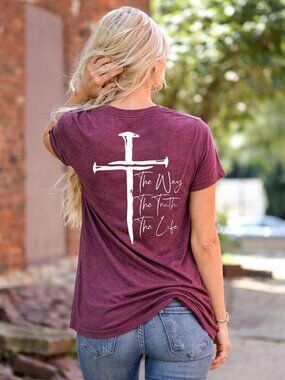 Tee Shirt. The Way The Truth The Life John 14:6 Scripture. Burgundy Size L NWT